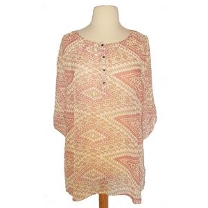 Jockey Beige/Pink Sheer Blouse Size XXXL 3X